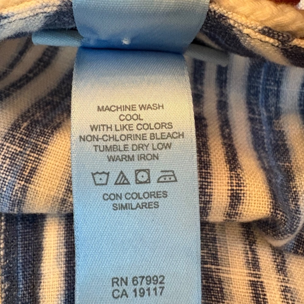 Sigrid Olsen So Blue Linen Pants Women's Sz 10 Blue White Coastal Resort Beach - Picture 8 of 10